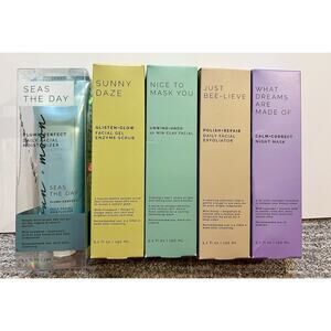 NEW Sun+Moon Set Moisturizer Gel Enzyme Scrub, Clay Facial, Night Mask Exfoliate